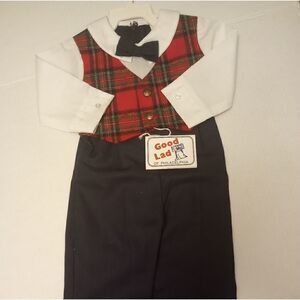 Baby boy plaid vest and bow tie outfit 12month